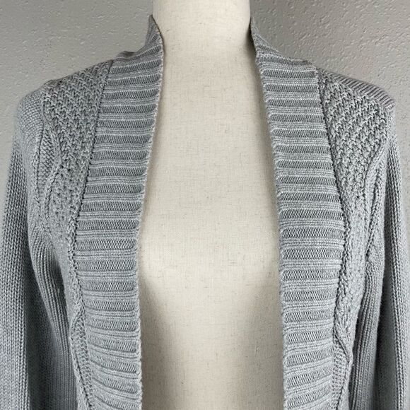 VENUS Gray Extra Long Open Front Cardigan Sweater Size M EUC - Picture 2 of 7